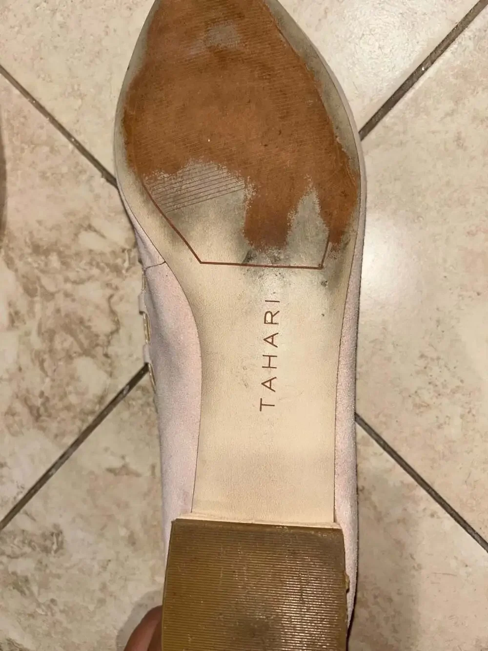 Tahari Blush Pink Suede Pointed Toe Lace-Up Ballet Flats